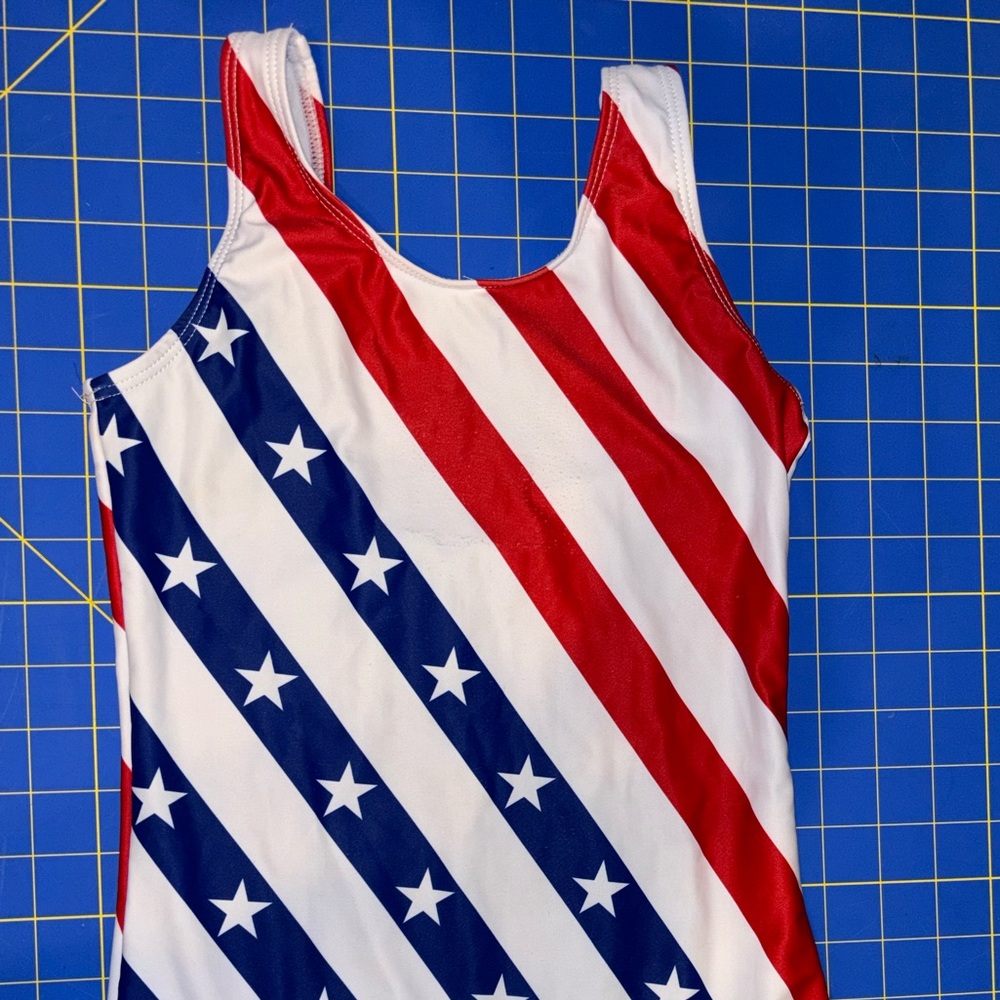 Patriotic Red, White, & Blue Girls One Piece Swimwear